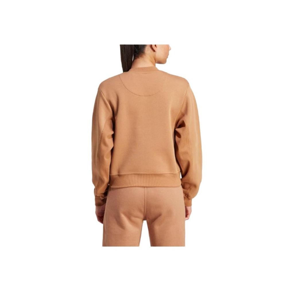 Adidas Logo Print Raglan Sleeve Sweatshirt Women Tops Brown IT8282