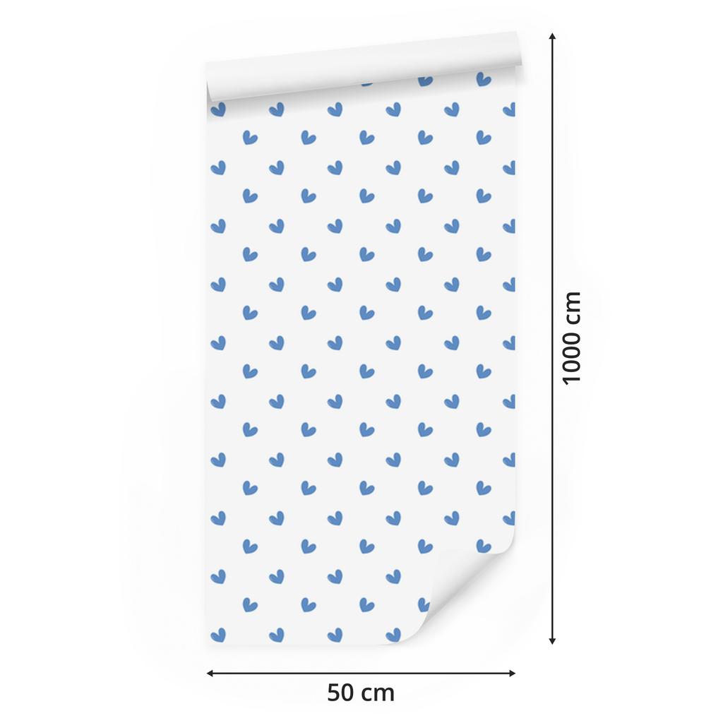 Heart Wallpaper White, Azure and Blue 50x1000