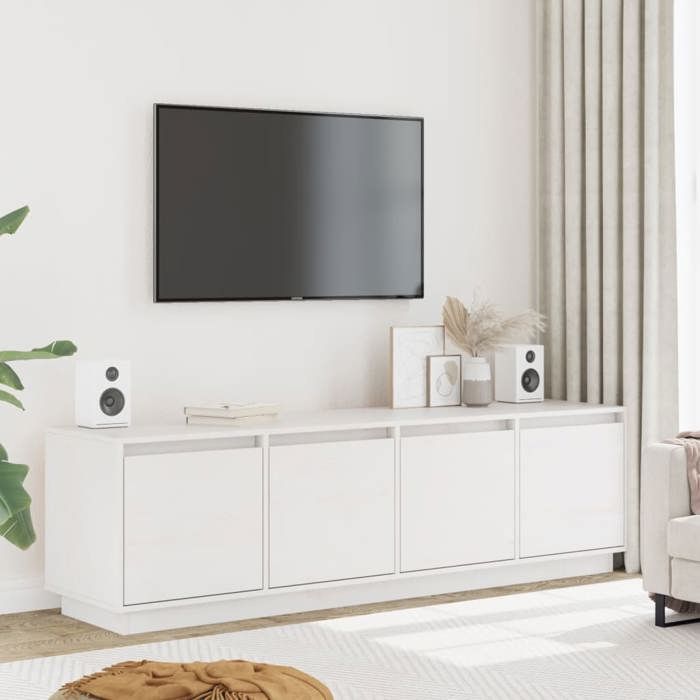 814395 vidaXL Meuble TV Blanc 156x37x45 cm Bois de pin massif