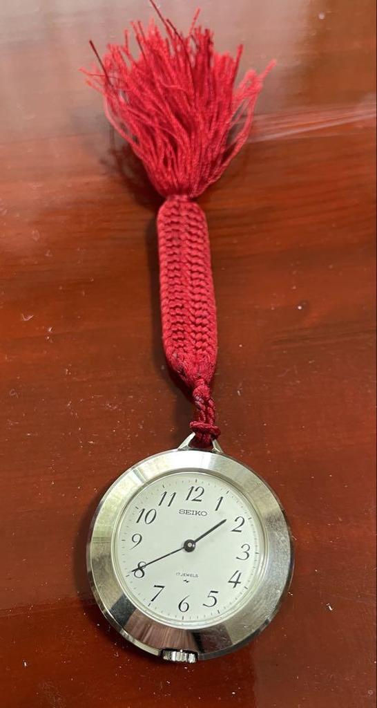 [USED] SEIKO Pocket Watch Silver/Red