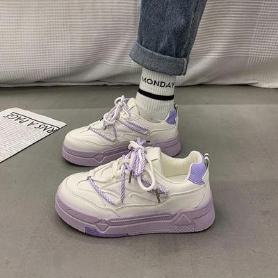 2024 Fashion Color Matching Shallow Lace Women's Sports Shoes Thick Sole Outerwear Casual Spring and Autumn Zapatos De Mujer