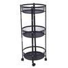 Carrito de Servicio Metálico Giratorio de 3 Niveles Multifuncional Plegable Redondo de Almacenamiento Carrito para Cocina
