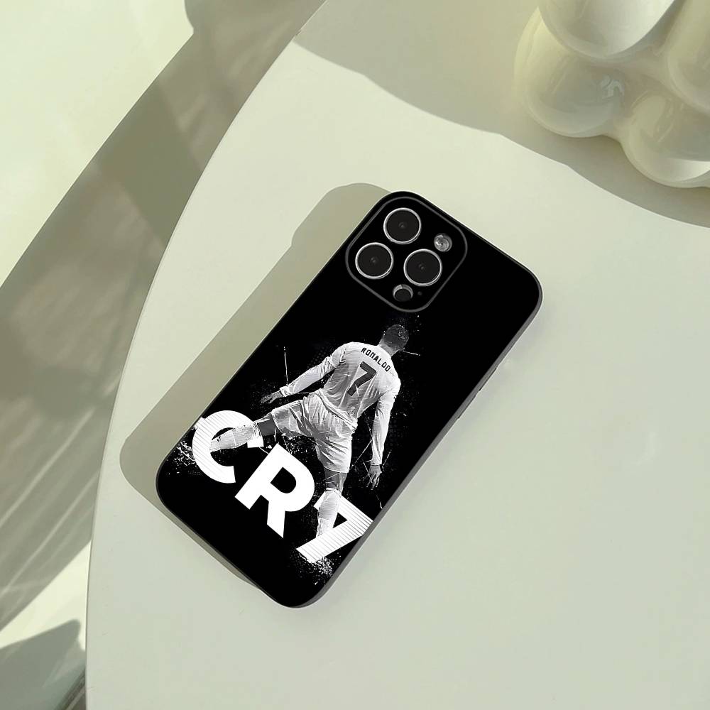C-R-7 Ronaldo Phone Case For iPhone 17,16,15,14,13,12,11 Pro Max,16Plus,XS Lightweight and Practical Soft Black Cover