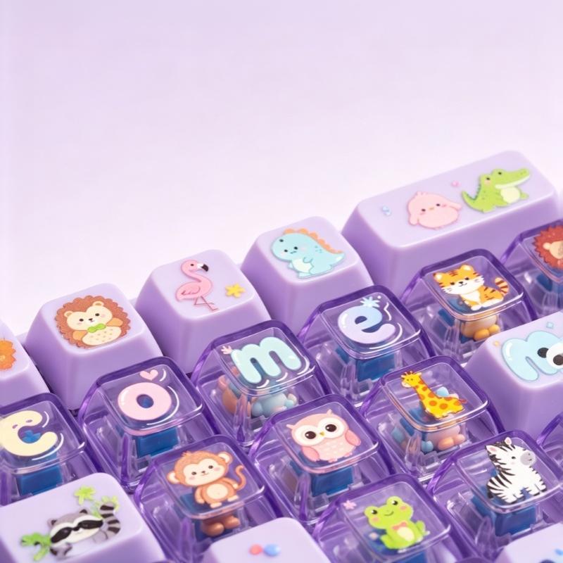 Creative 26 Keys Keyboard Stress Relief Toy Cute Cartoon Fidget Keychain Backpack Pendant for All Ages