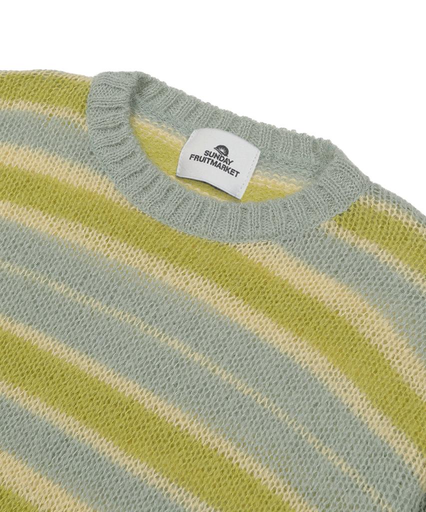 SUNDAY FRUIT MARKET Stripe Sun Knit Crew Mint