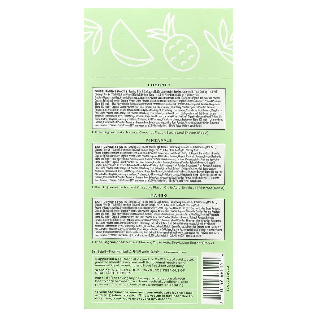 Green & Superfoods, Tropical Pack, 18 Stick Packs, 102.36G(3.6Oz)