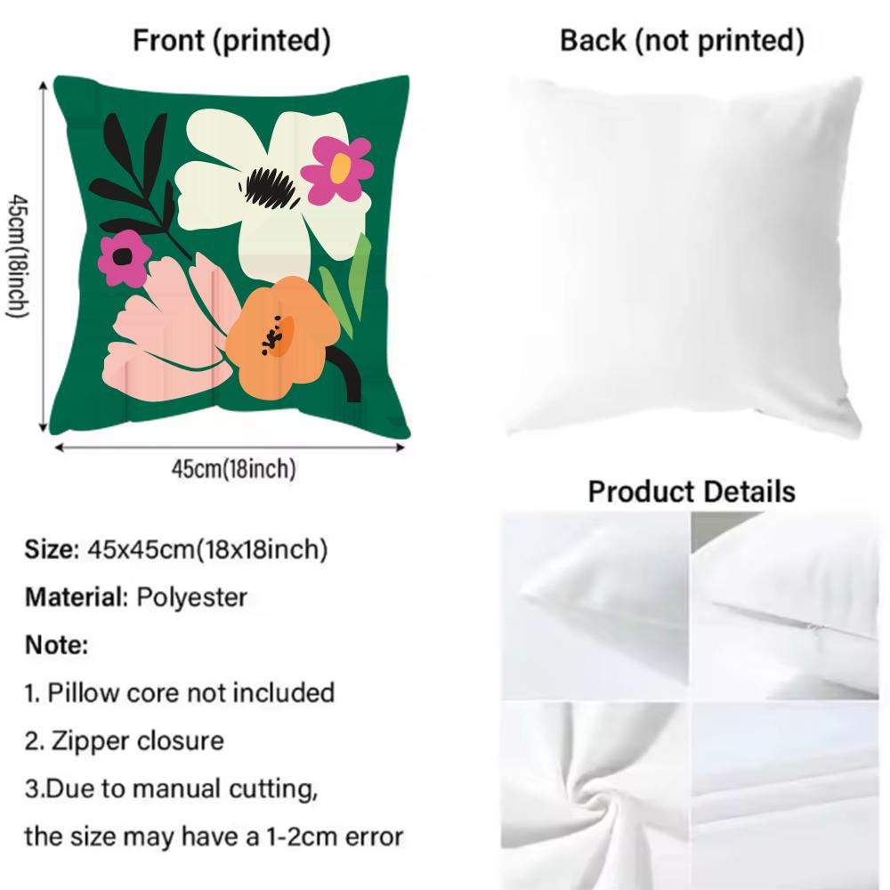 Retro Abstract Plants And Flowers Cushion Cover Reversible Plush Pillow Cover For Car Sofa Bedroom Decorative Gift Pillowcase