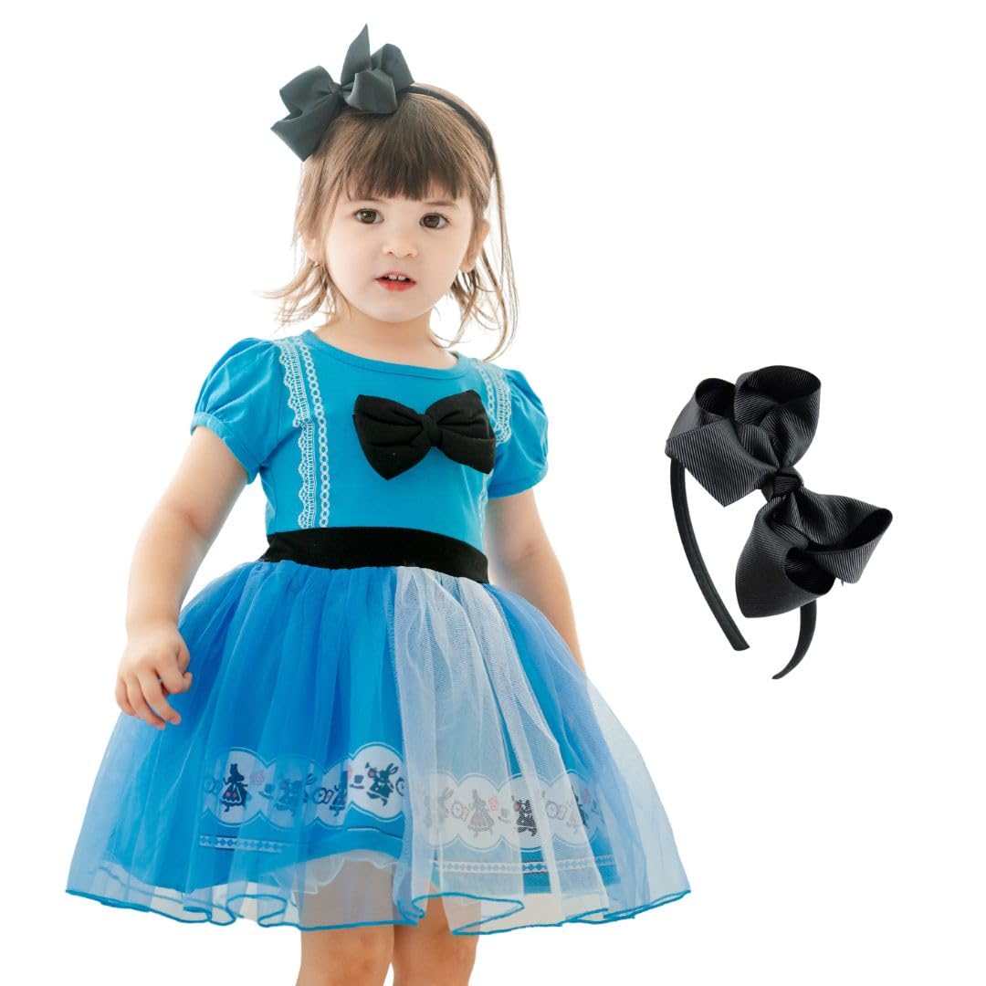 [MANAMANA] Princess Dress, Kids Baby Short-Sleeved Dress with Princess Headband, 2-Piece Set, Kids Costume, Baby Dress, Girls, Princess, Fancy Dress,