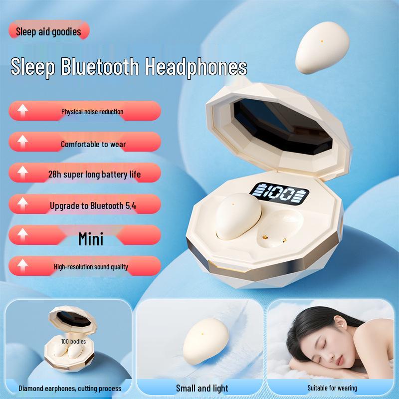 Mini Bean-Shaped Noise-Canceling Wireless Sleep Earphones: Ultra-Small, Invisible, and Perfect for Side-Sleeping