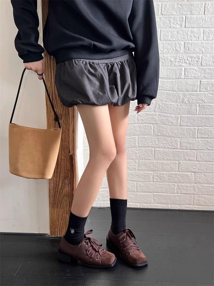 Autumn Retro Lace-Up Chunky Heel Square Toe Leather Shoes for Women