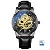 CHENXI Fully Automatic Mechanical Watch Embossed Golden Dragon Skeleton Design Waterproof Chinese Dragon Fashion Men's Watch