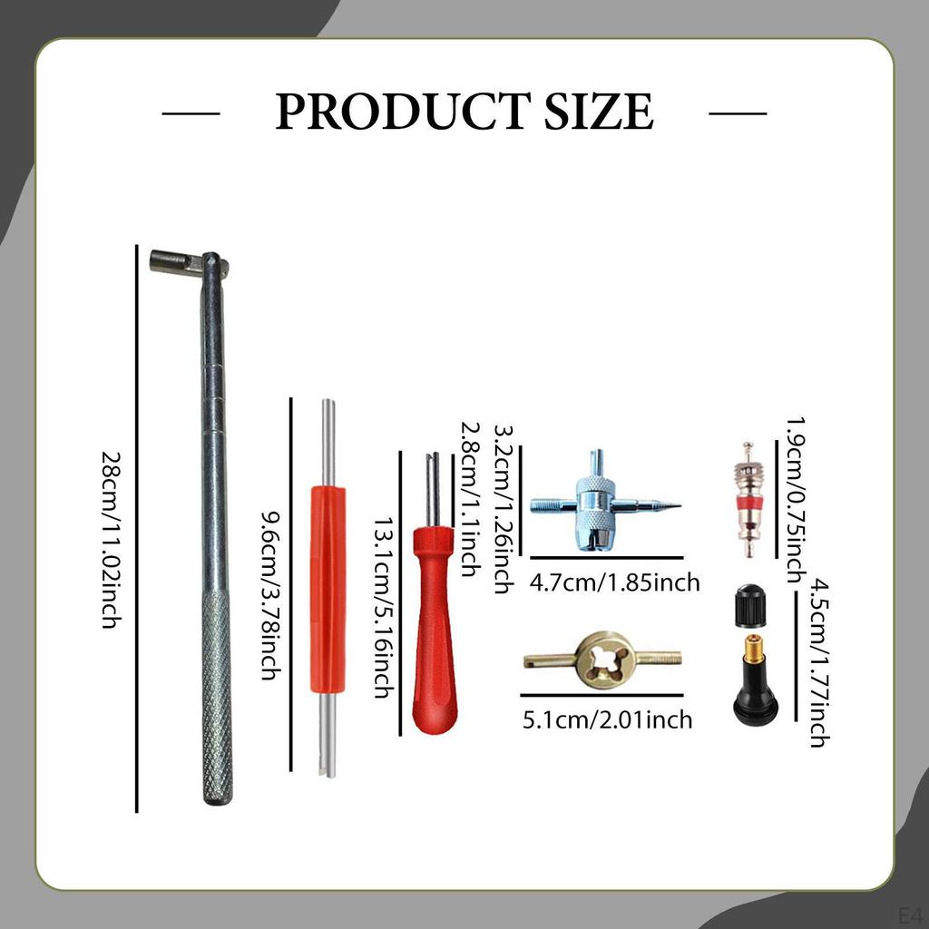 Car Tyre Valve Removal Tool Set Portable Lightweight Repairing Core Kit Professional