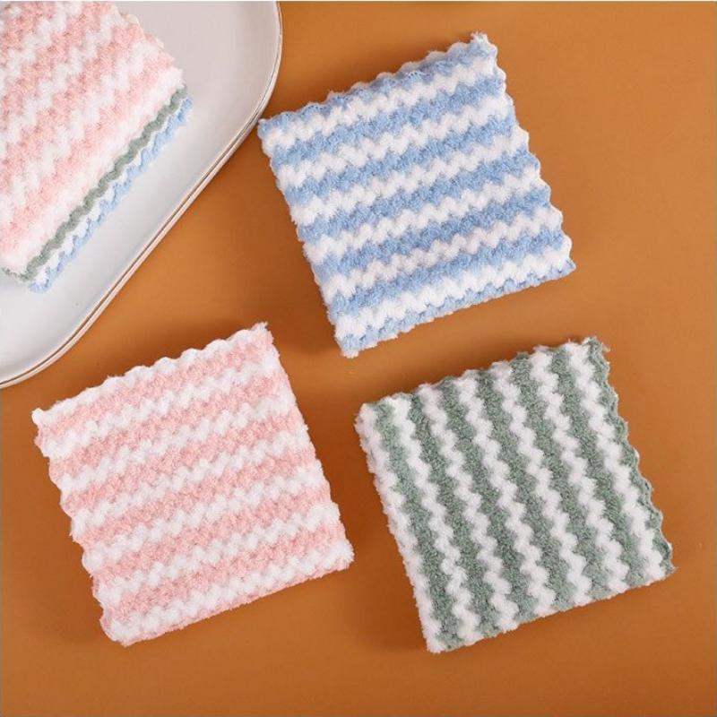 1/3/5Pcs Wavy Striped Towel Thick Soft Skin Friendly Super Absorbent Quick Drying Home Bathroom Kitchen Use