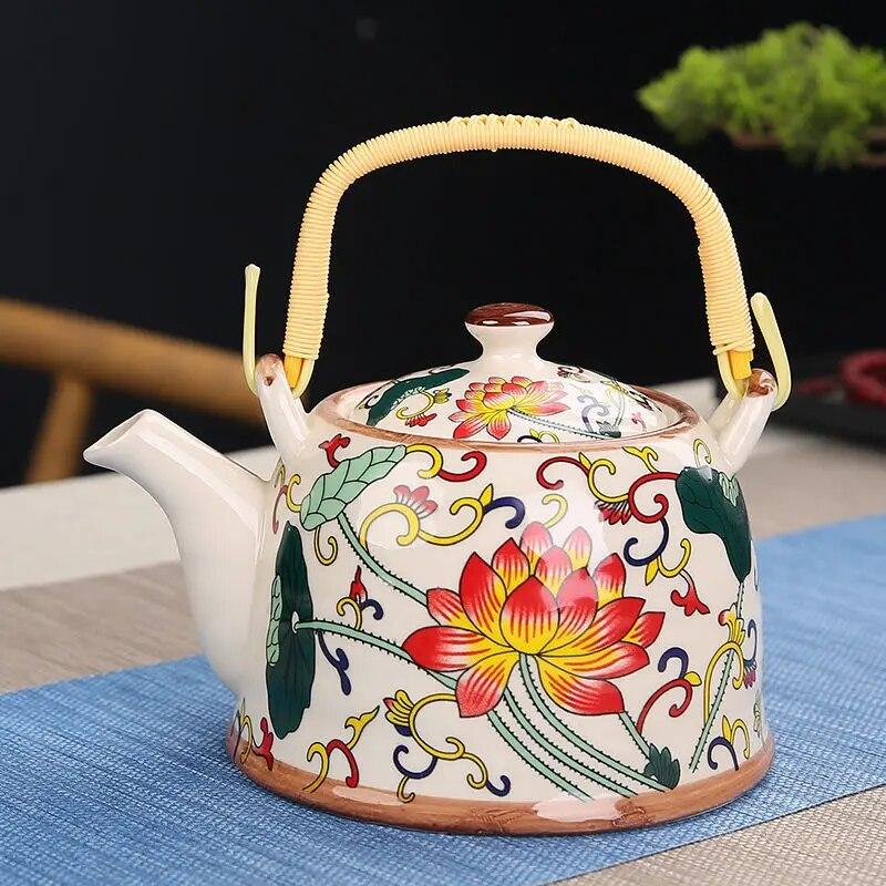 Porcelain Teapot Strainer Net High Capacity 900ML Traditional Retro Ceramic Tea Set Tea Pot Gift Kung Fu