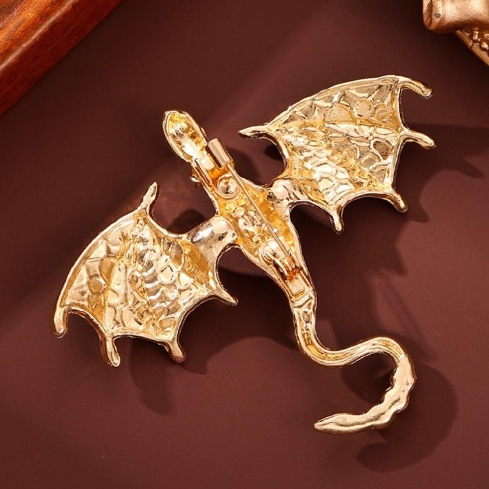 Zinc Zinc Zinc Alloy Crystal Wing Dragon Pin Colorful Rhinestone Animal Dragon Brooch Daily Wear