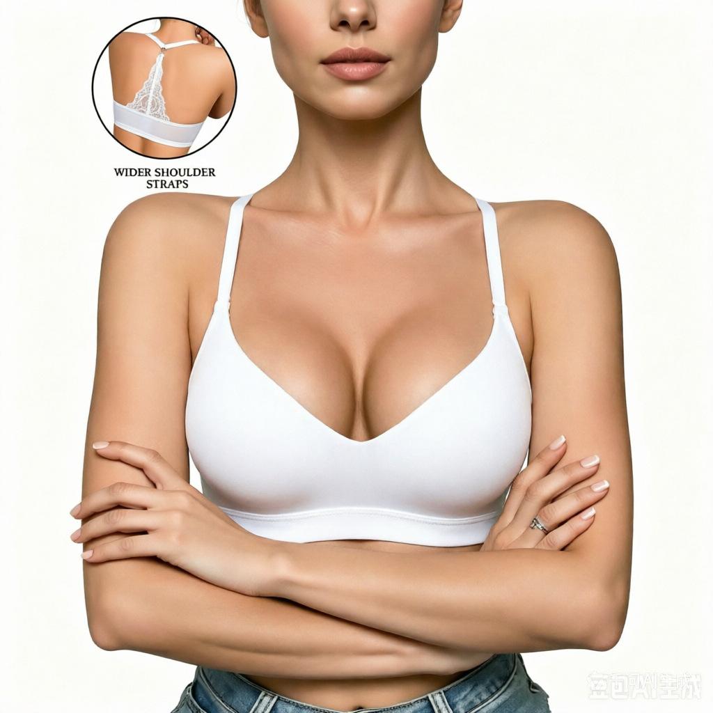 Women Seamless Wireless Gathered Bra Invisible Back Anti Sagging Comfort Lingerie S