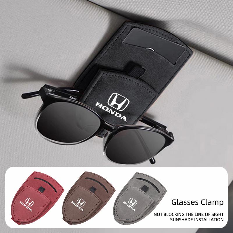 Suede Glasses Clip Car Sun Visor Card Ticket Clamp Fastener For Honda Civic Accord Crosstour Spirior Odyssey Avancier UR-V CR-Z JS1