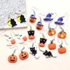 Fashion Pumpkin cat Hat Dangle Earrings Jewelry Halloween Cartoon Resin Earring