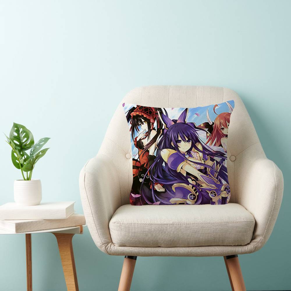 Date A Live Cartoon Cushion Cover Inches Farmhouse Decor Home Throw Pillow Covers For Couch Decorations