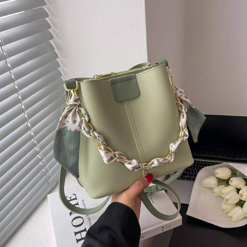 Premium texture bucket bag women's bag new trendy fashion messenger bag niche chain portable bucket bag