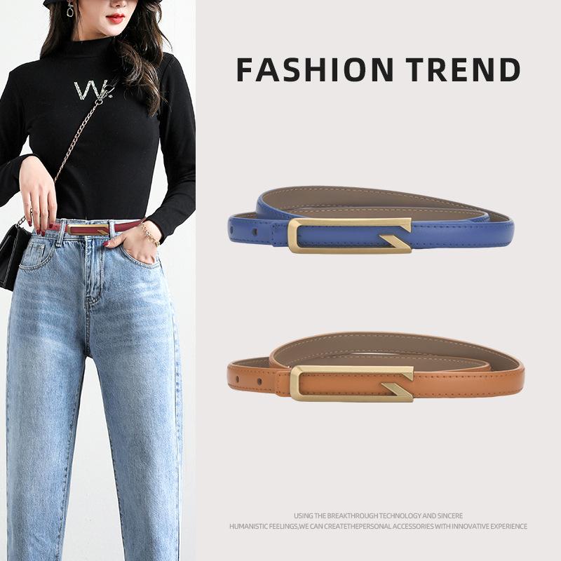 New Waist Belt Women's Buckle Casual Versatile Leather Belt Fashionable Korean Versatile Decoration with Jeans Belt