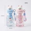 Cartoon Plastic Water Bottle 600ml with Handle Drinking Bottle Leakproof Straw Cup Summer