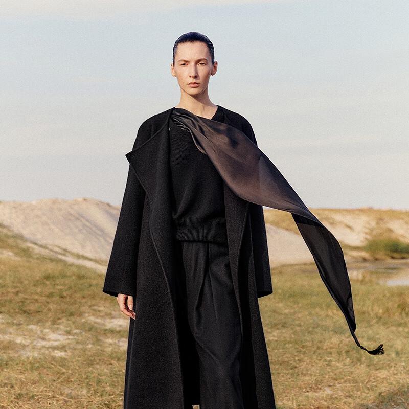 LESS 2025 Winter Double-Sided Long Wool Coat