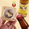10/1Pcs Bamboo Square Bottle Opener Beer Openers Coaster Fridge Magnet Decoration Home Kitchen Bar Accessories Wood Tools
