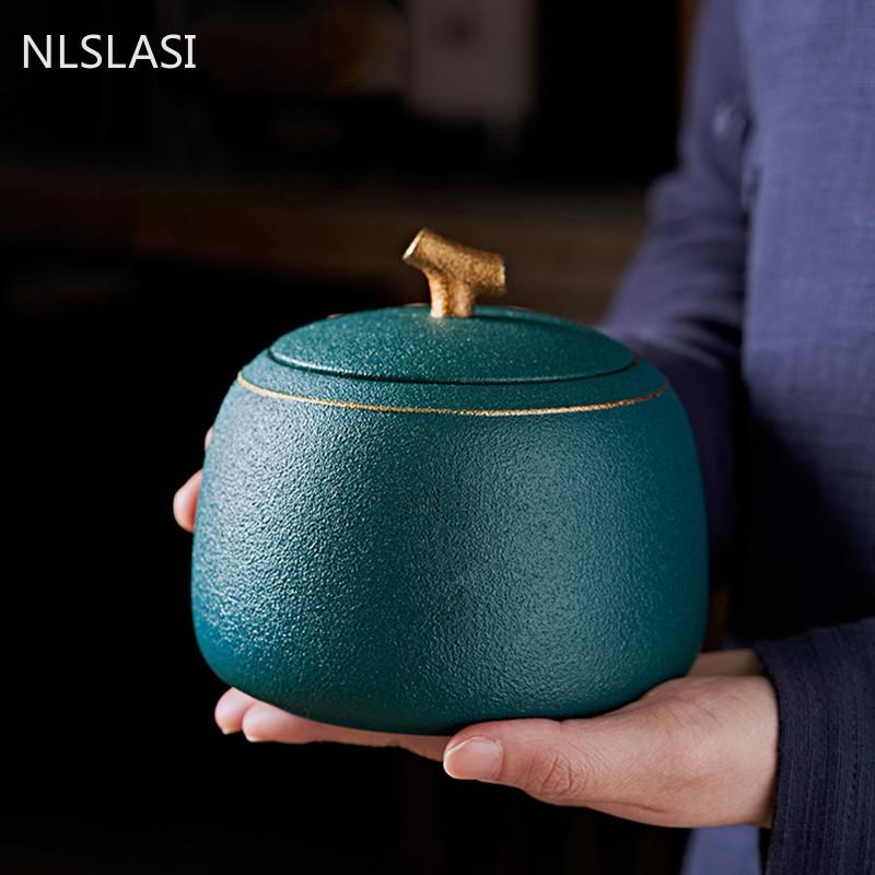 Cerámica Retro China Lata de Té Portátil Sellada Tanque de Almacenamiento Tarro de Té de Viaje Organizador de Especias de Cocina Bote para Café y Dulces