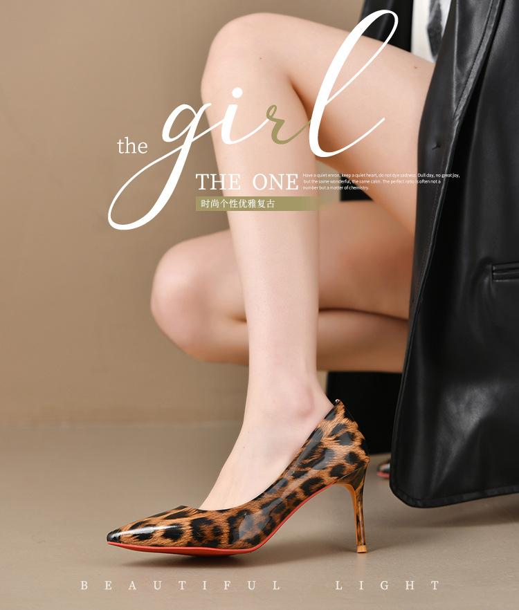 Hot-selling New Leopard Print Pointed High Heels Stiletto Large Size Single Shoes European and American Temperament Sexy Women's Shoes