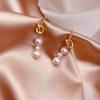 14K Gold Plated Triple Strand Freshwater Pearl Long Dangle Earrings Irregular Knotted Drop Jewelry for Women