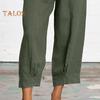 Women Casual Pants with Oblique Pockets Elastic Waist Wide-Leg Design Solid Color Leisure Pants Travel Work Daily Wear