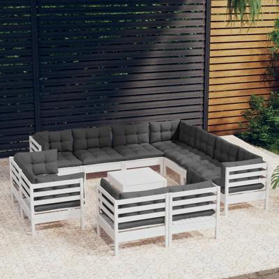 Vidaxl 12-Cz. Garden Lounge Set, With Cushions, White