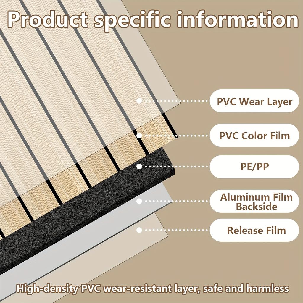 Self-Adhesive Wallpaper Slotted Vertical Wood Grain Wall Panels Bedroom Office Living Room Wall And Ceiling Decor Wall Stickers