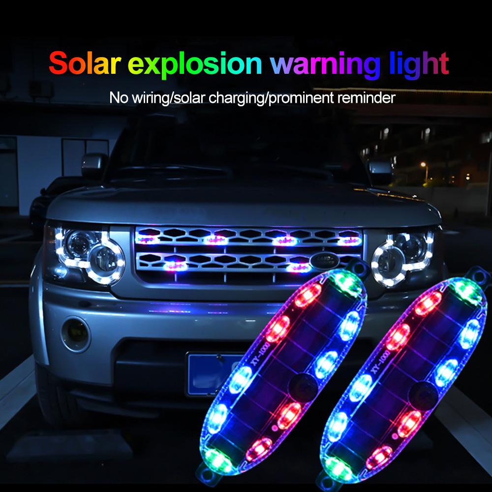 Kebidumei Luz de Advertencia Solar Intermitente LED de Advertencia de Seguridad Intermitente Por Luz Estroboscópica Lámpara de Estacionamiento Automático Luz de Advertencia Trasera