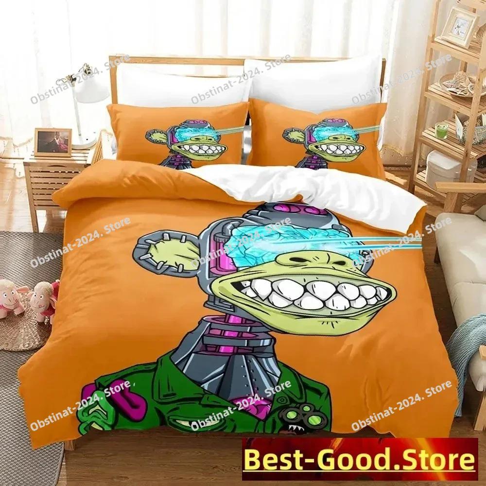 Bored Ape Yacht Club BYAC NFT Bettwäsche Set Einzel Doppel Full Queen King-Size Abmessungen Abmessungen Bettwäsche Set Aldult Kind Schlafzimmer Bettbezug Sets Anime