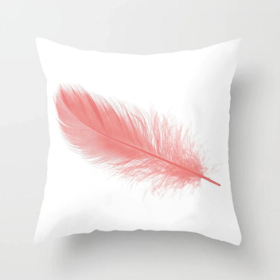 

Cute Pink Flower Feather Animal Print Pattern Cushion Cover Home Living Room Sofa Decoration Pillow 45x45cm 30x30cm чорний