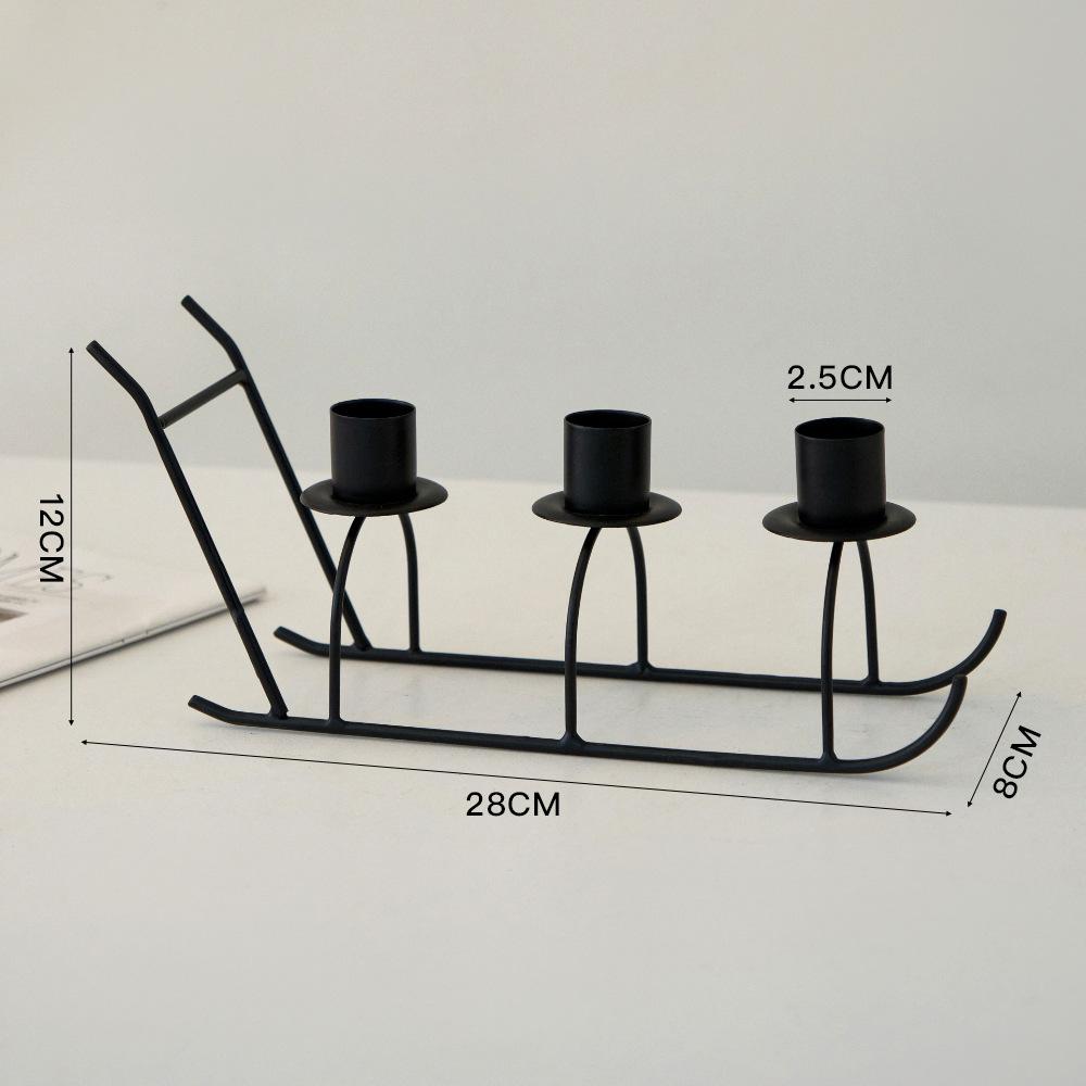 

Decorative Candlestick Sled 3-head Candle Holder Romantic Candlelight Dinner Candle Base Home Atmosphere Decoration Props