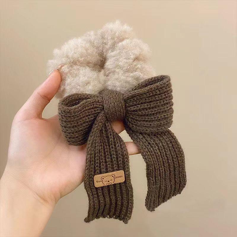 Knitted Bow Fluffy Hair Ties Set For Women Cute Cozy Soft Chic Bow Scrunchies Casual Hair Perfect For Birthday Holiday Party Favor Daily Wear Gifts