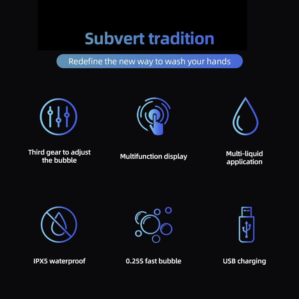 Automatic Foaming Hand Soap Dispenser Touchless Wall Mount No Drilling 260ml Multifunctional Rechargeable Foam Soap Dispenser
