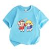 Kids Boys Girls 100% Cotton Crew Neck Short Sleeve T-Shirt, Cute Cartoon Chibi Idol Couple Print Casual Soft Summer Tee, Lovely Candy Pattern Breathab