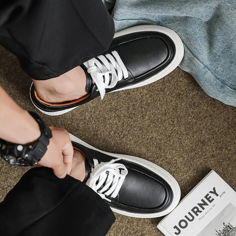 Fashion Leather Casual Shoes men lace up spring Autumn Men's Casual Shoes outdoor sneakers Platform Designer Business Men Oxford Shoes
