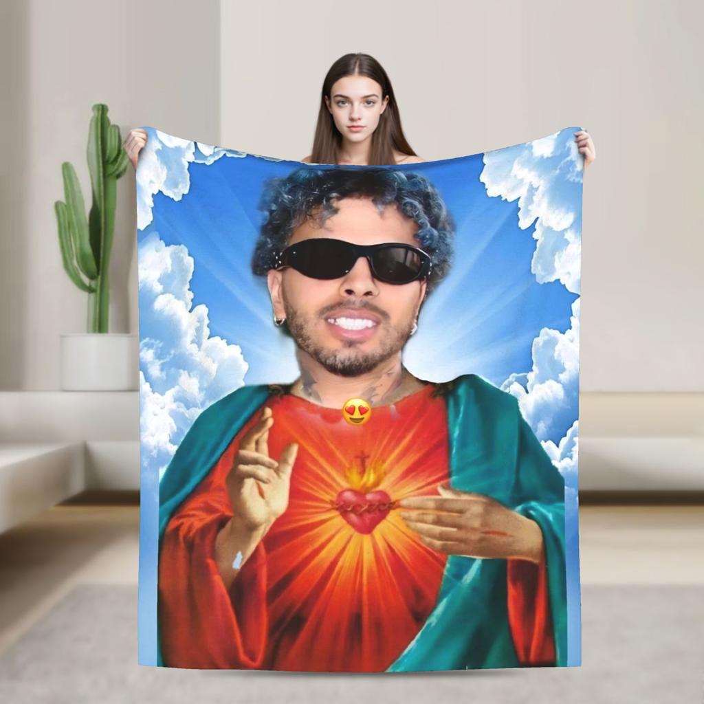 Stylish Rauw Alejandro Singer Rapper Flannel Blanket Soft Durable Throw Blanket for Living Room Decorative Bedspread Bed Cover