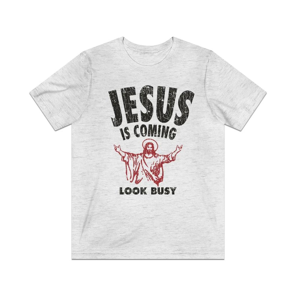 

Jesus is Coming, Look Busy 1992 Vintage Men s T shirt S