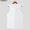 INCERUN Summer Men Sleeveless Stitching Sport Hooded Tank Tops