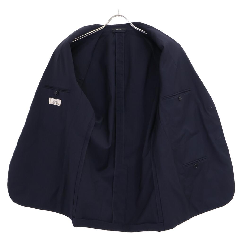 HERMES Excellent condition 21Stainless Steel 11-5255 G19821K virgin wool center vent 2B tailored jacket Jacket 48 NavyUsed