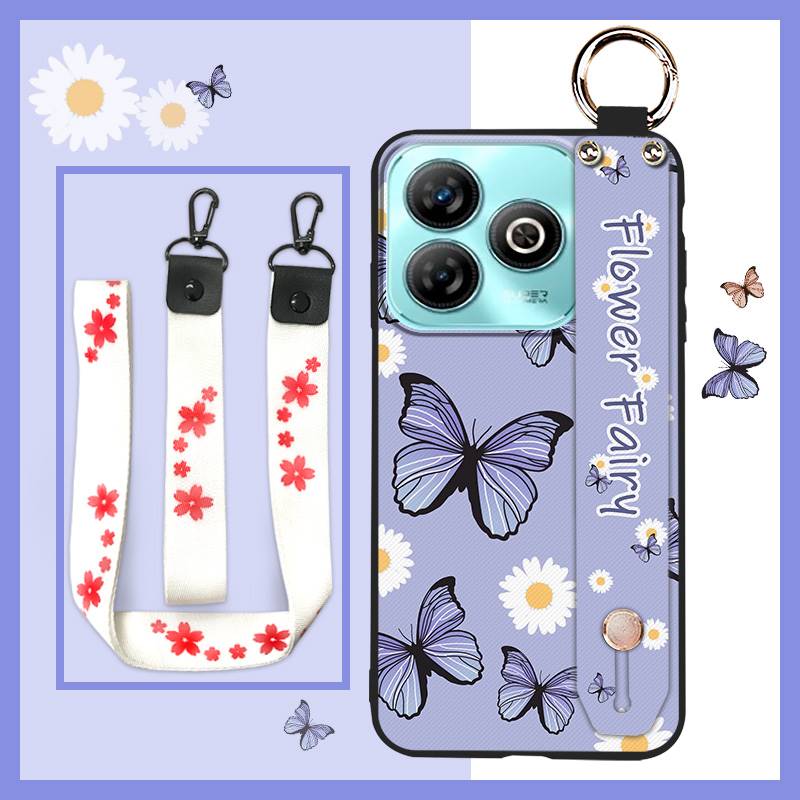 Protective Anti-knock Phone Case For ZTE Blade A75 4G/Z2359 Wristband Wrist Strap Back Cover Shockproof Ring Durable
