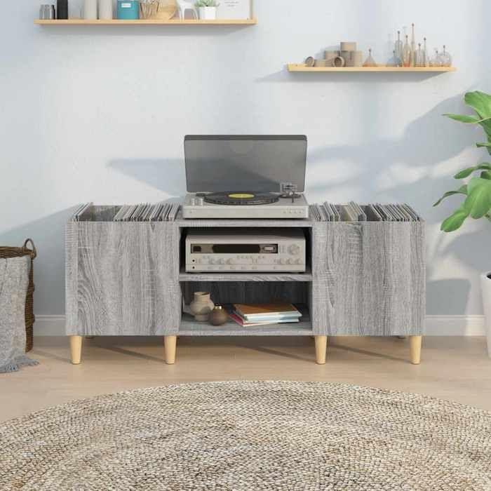 VidaXL Armoire à disques sonoma gris 121x38x48 cm bois d'ingénierie 831931