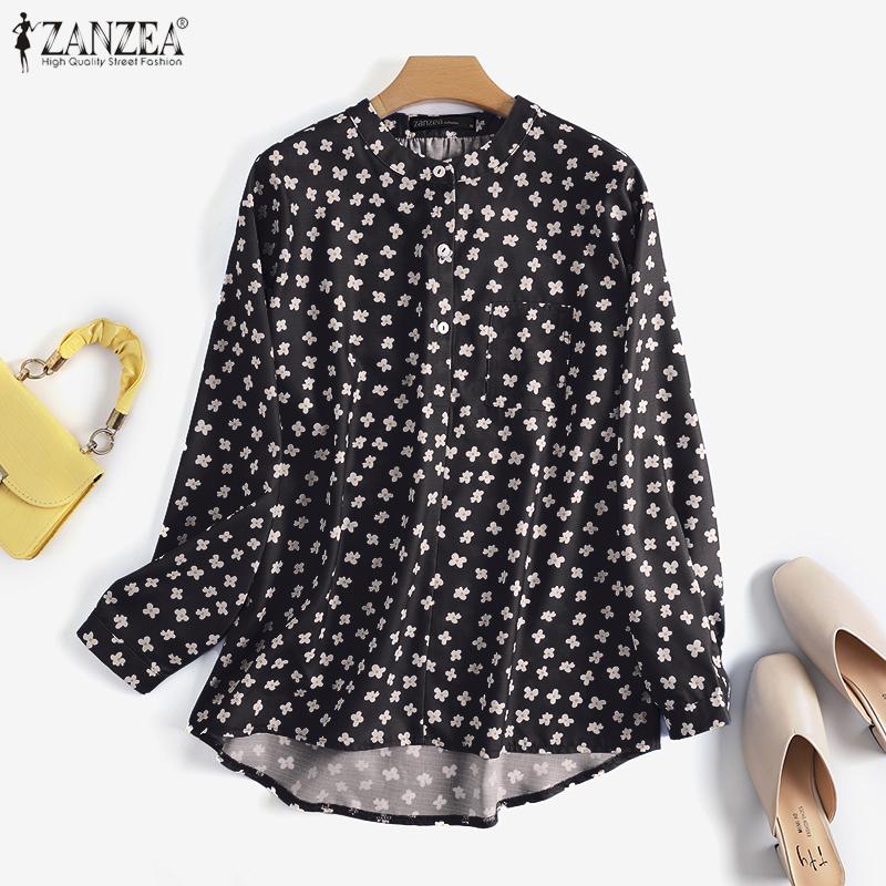 

ZANZEA Цветочный принт Повседневный O-образный вырез Блузка с длинным рукавом