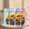 1PC Sunflower Dark Background Art Print 750ml Color Plastic Sports Water Bottle Leakproof Flip Straw Lid Suitable for Sports Office Home Use